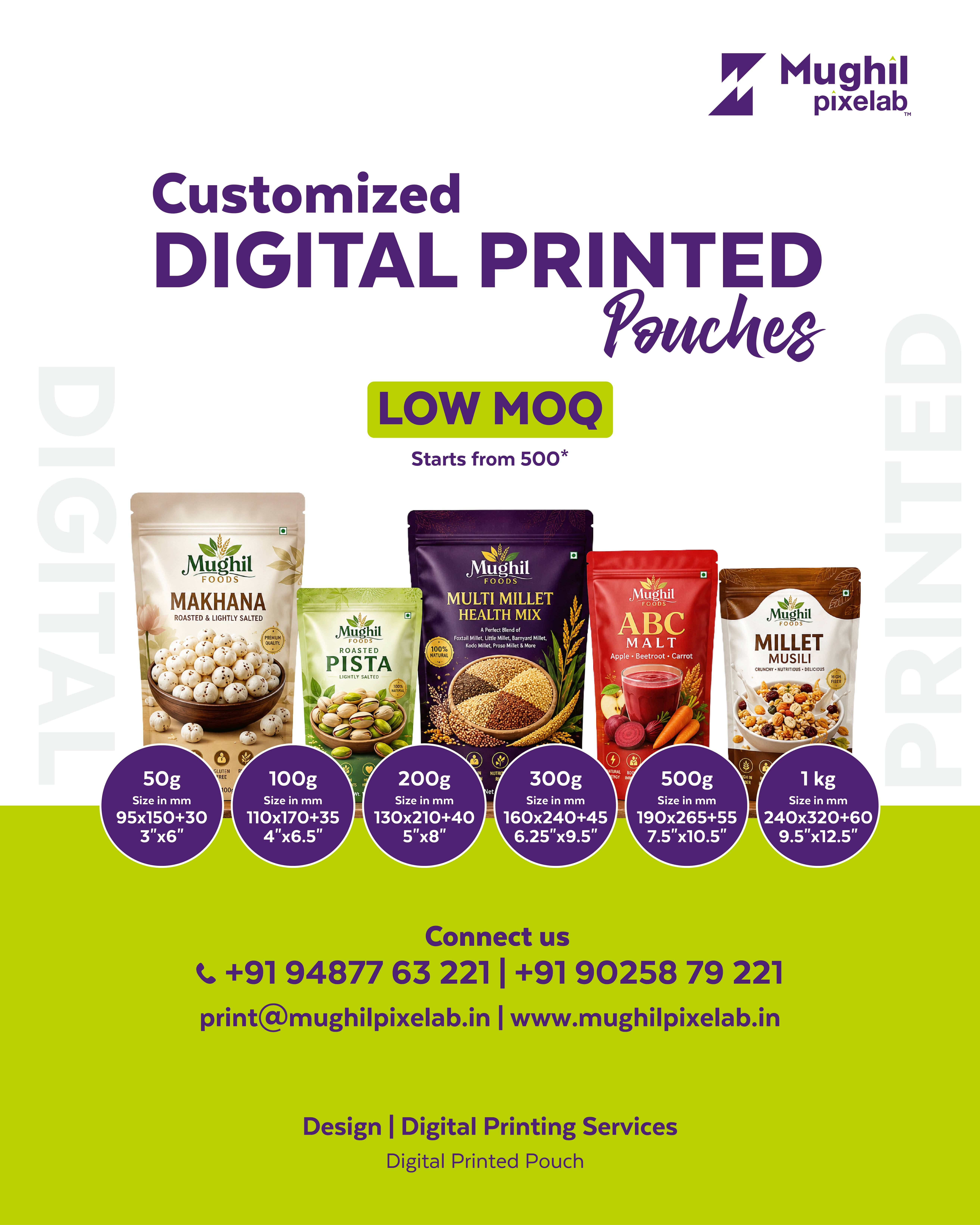 Custom Digital Printed Standup Pouch Manufacturer in Sivakasi | Mughil Pixelab Image 1