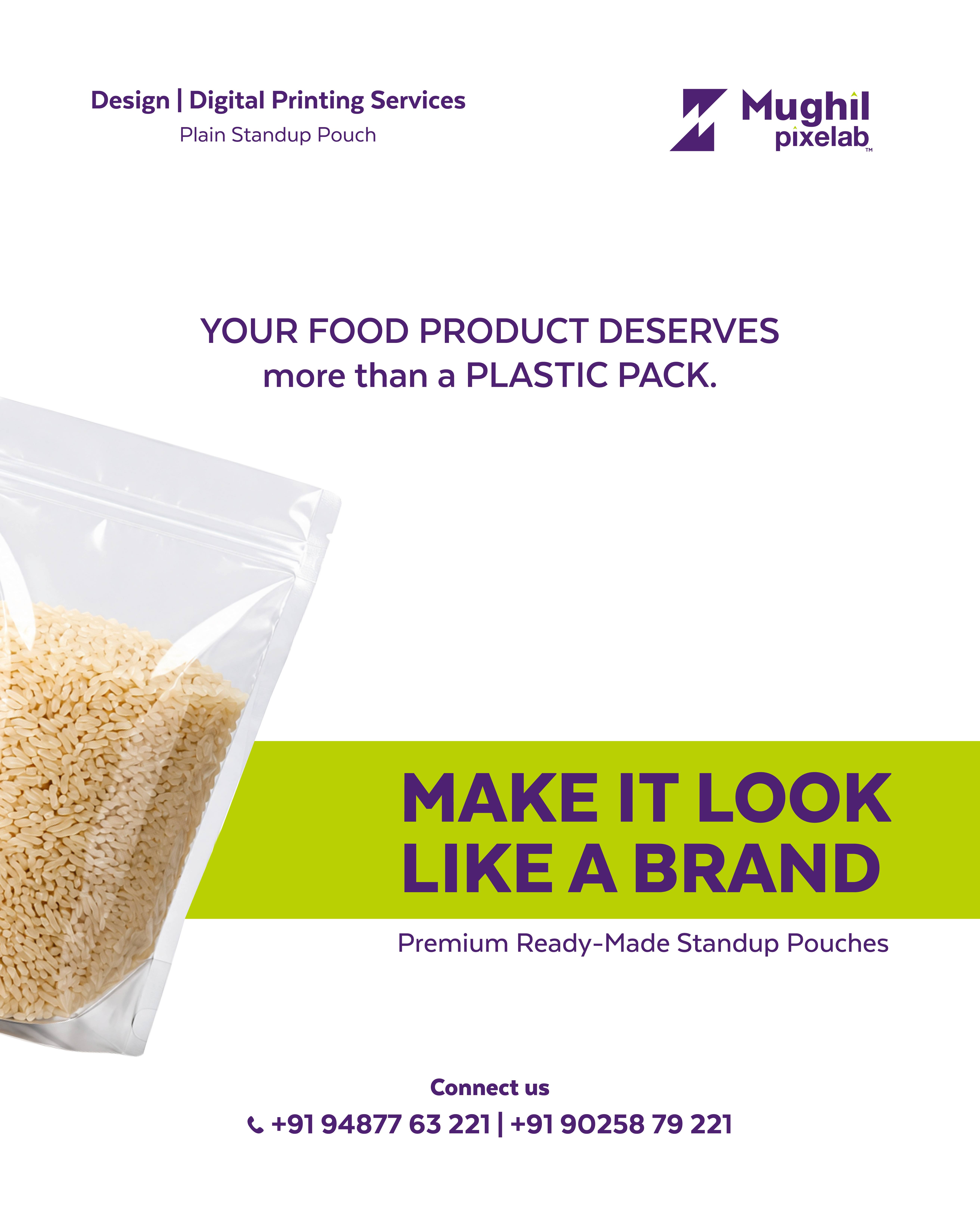 Plain Standup Pouches & Ready-Made Standup pouch manufacturer in Sivakasi | Mughil Pixelab Image 1