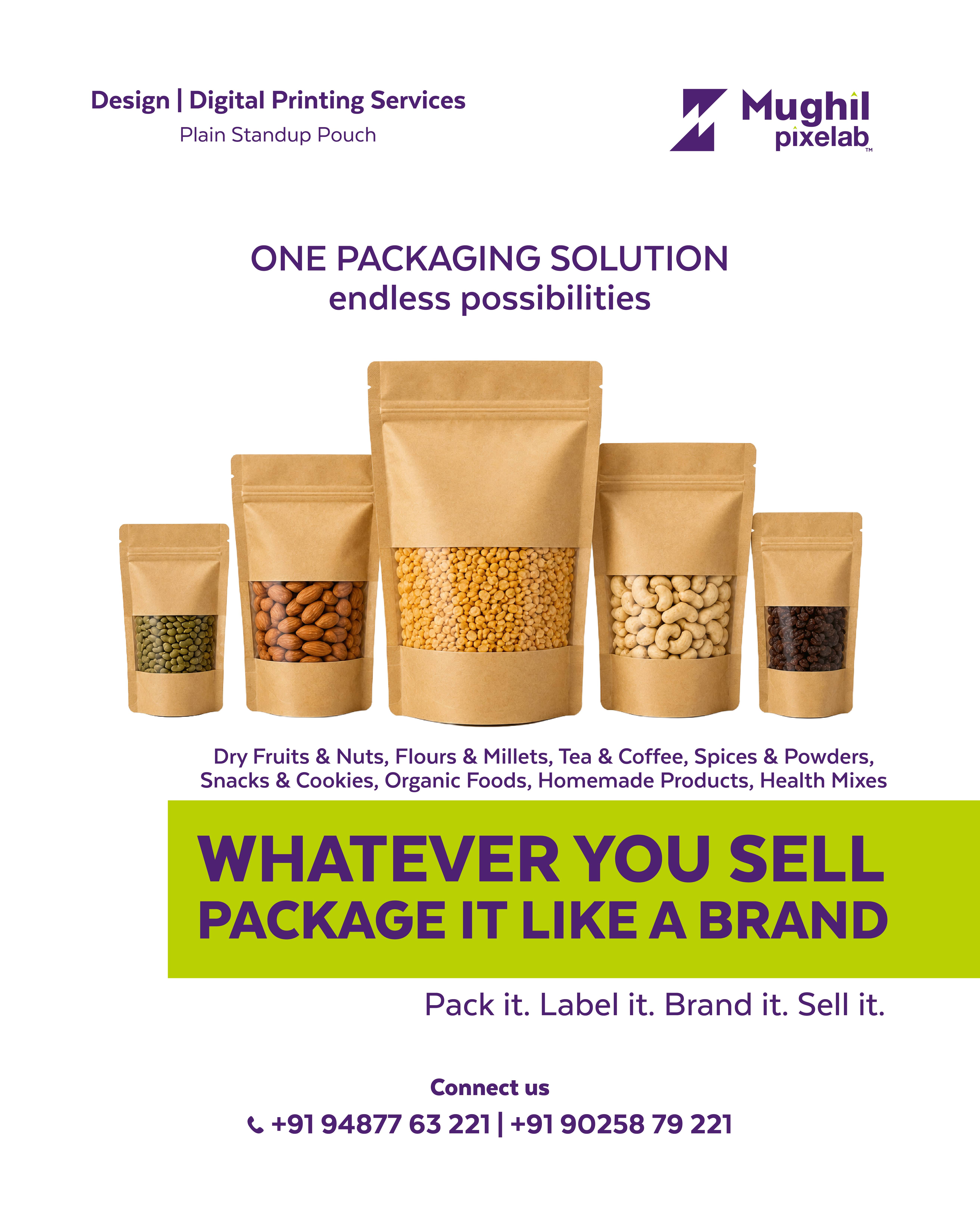 Plain Standup Pouches & Ready-Made Standup pouch manufacturer in Sivakasi | Mughil Pixelab Image 4