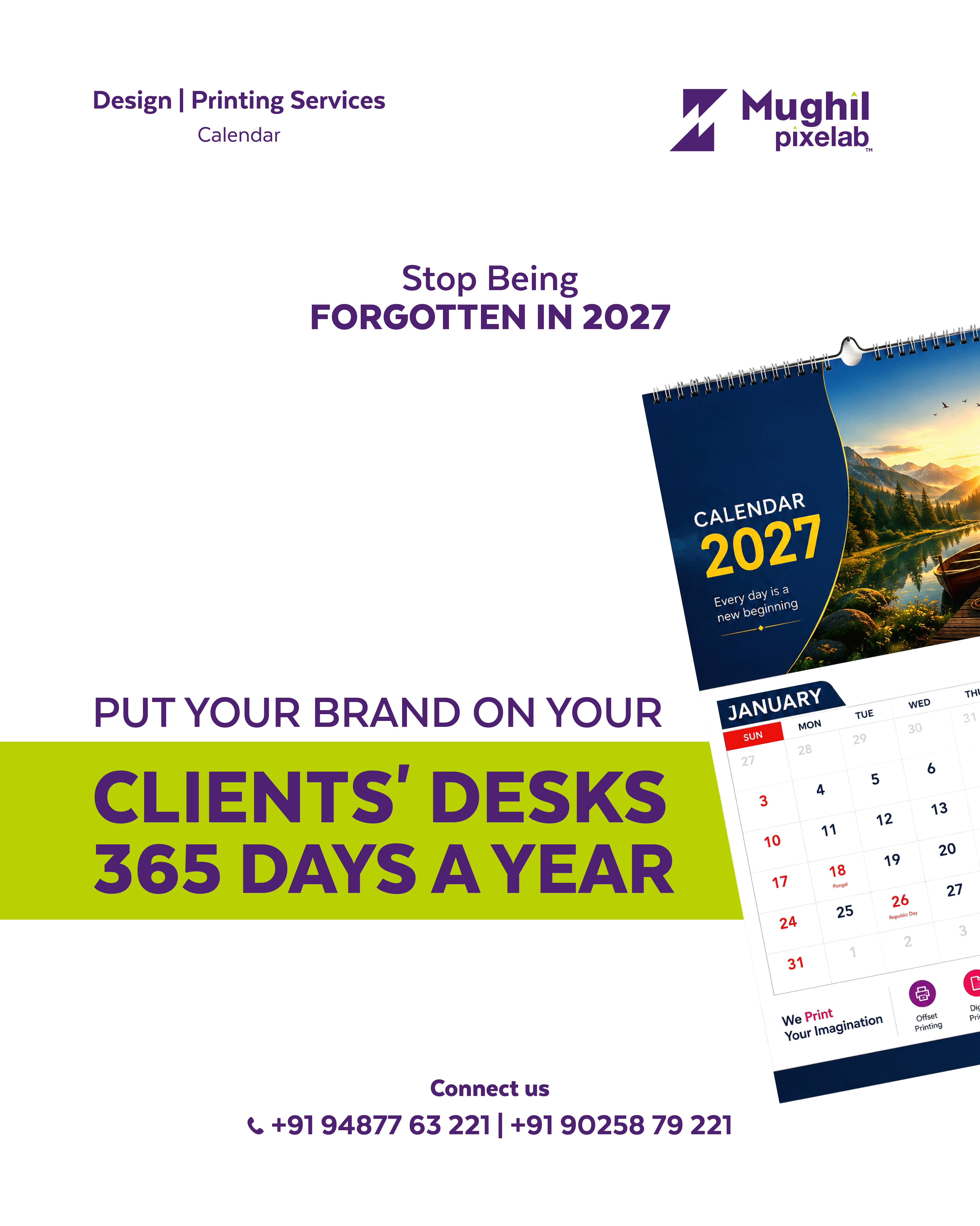 Premium Custom 2027 Calendar Manufacturer in Sivakasi | Mughil Pixelab Image 1